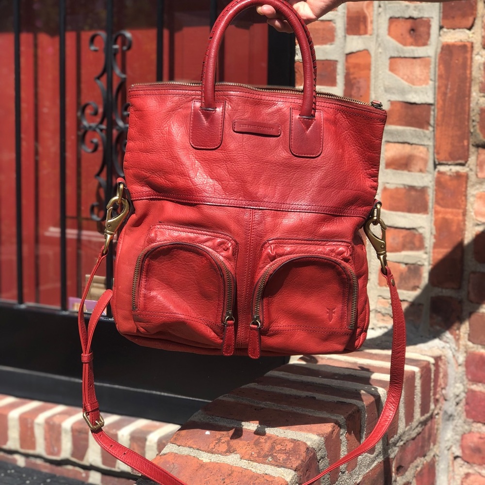 Frye Jenny convertible fold over Tote - Burnt Red